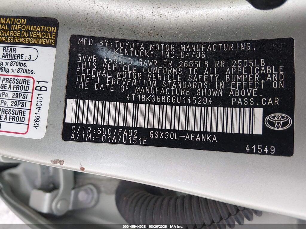 4T1BK36B66U145294 2006 TOYOTA AVALON photo no. 9