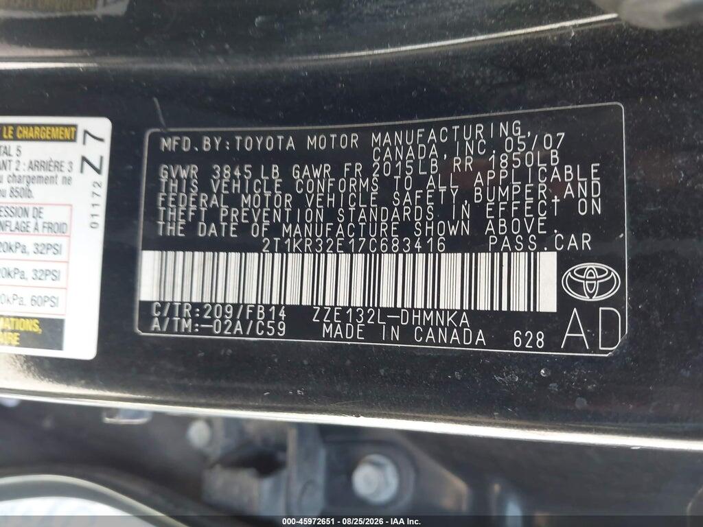 2T1KR32E17C683416 2007 TOYOTA MATRIX photo no. 9