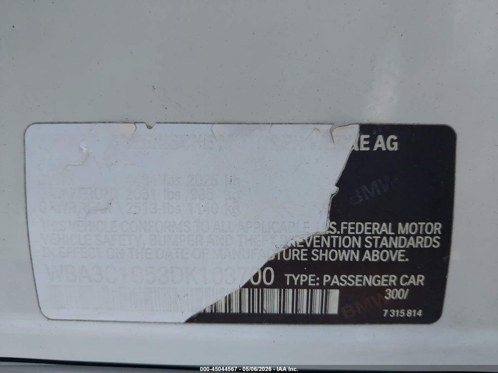 WBA3C1C53DK103700 2013 BMW 328I photo no. 9