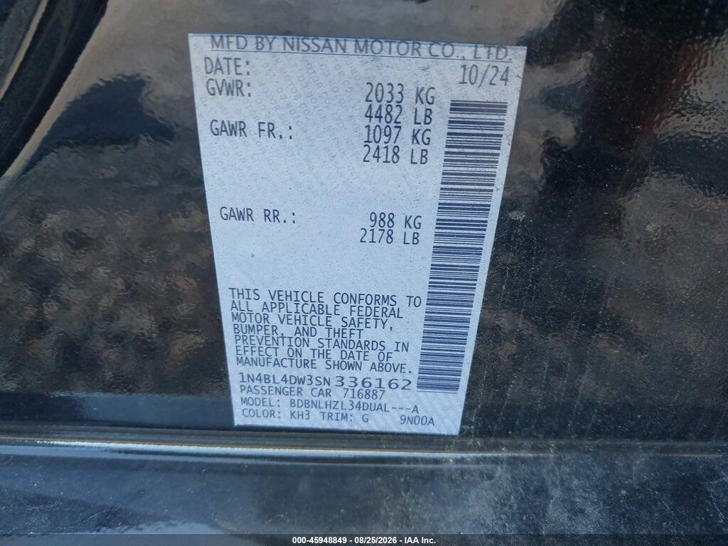 1N4BL4DW3SN336162 2025 NISSAN ALTIMA photo no. 9