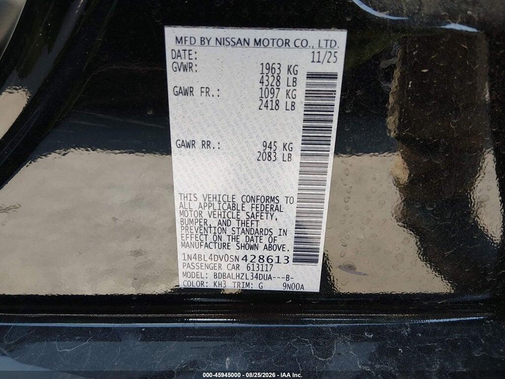 1N4BL4DV0SN428613 2025 NISSAN ALTIMA photo no. 9