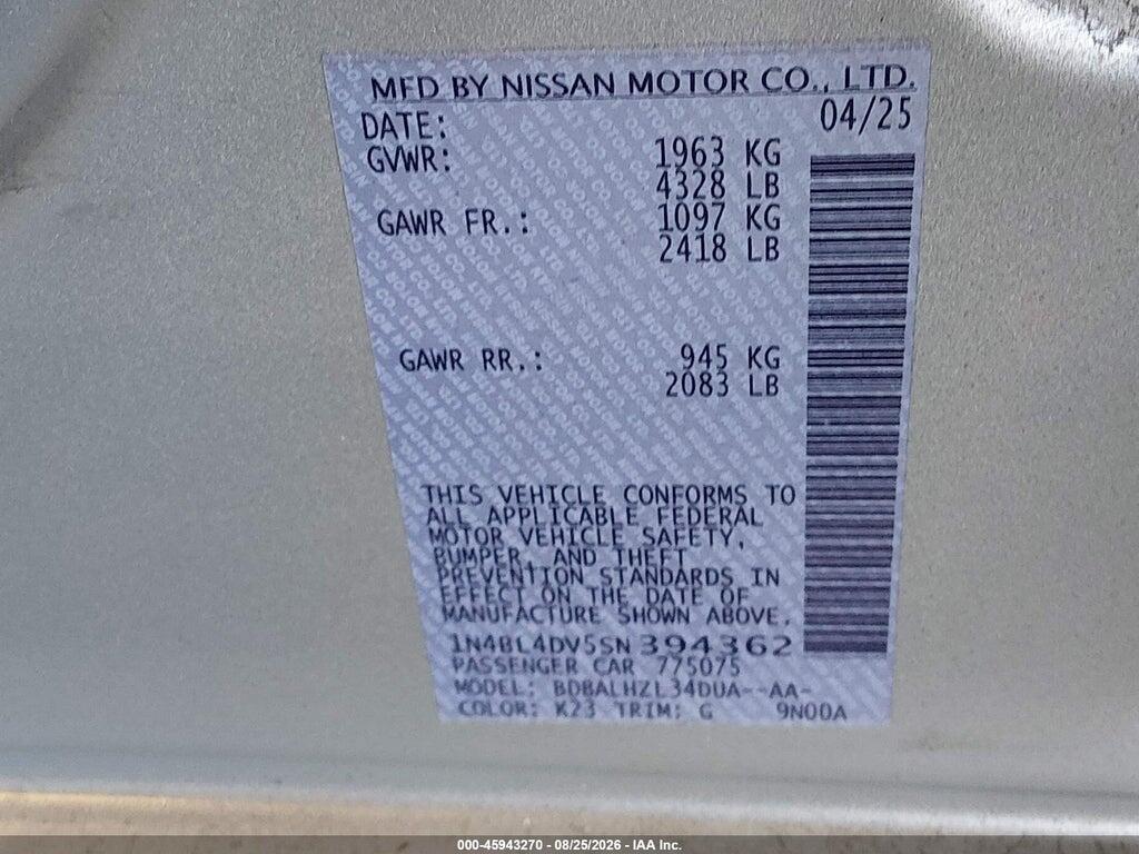 1N4BL4DV5SN394362 2025 NISSAN ALTIMA photo no. 9