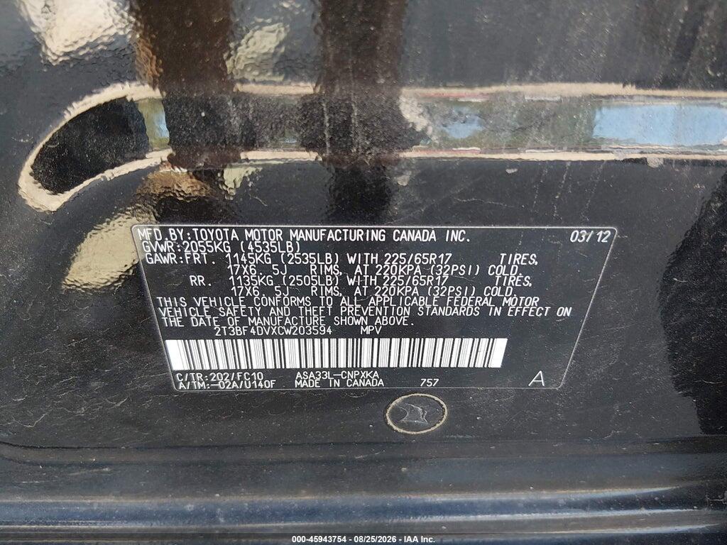 2T3BF4DVXCW203594 2012 TOYOTA RAV4 photo no. 9