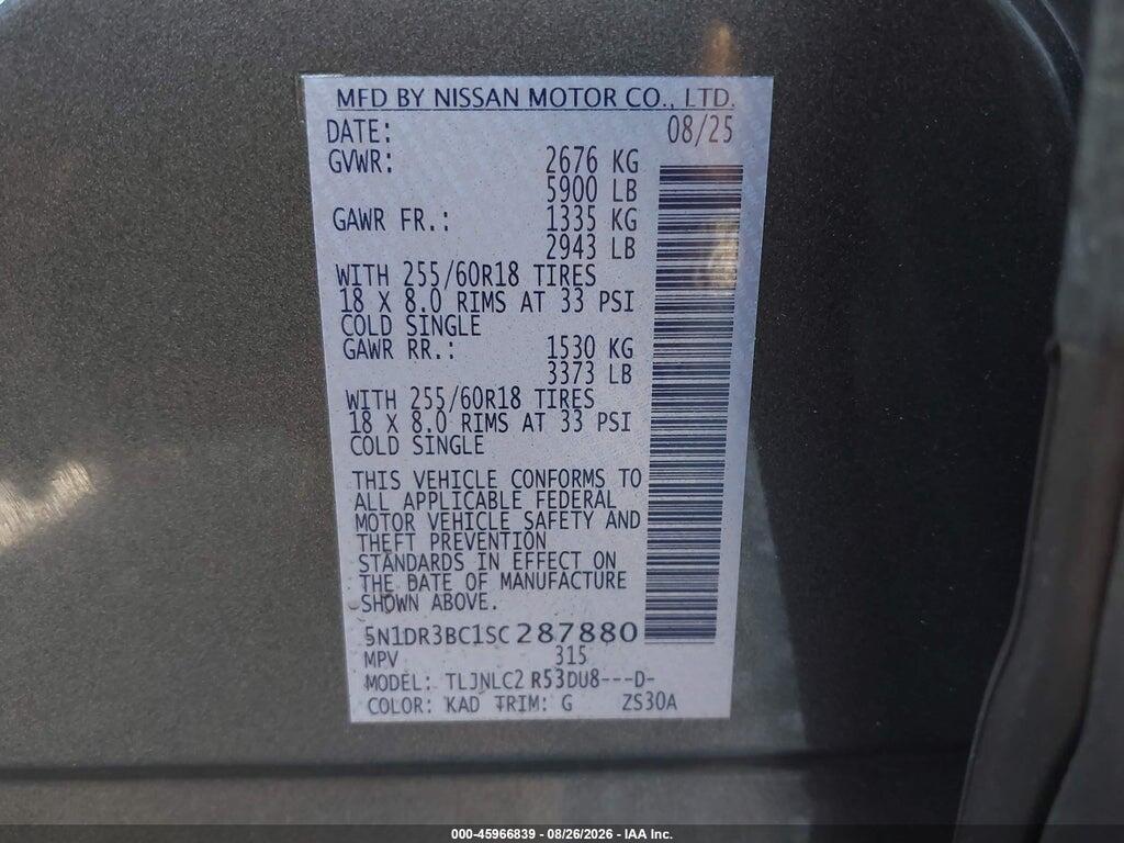 5N1DR3BC1SC287880 2025 NISSAN PATHFINDER photo no. 9