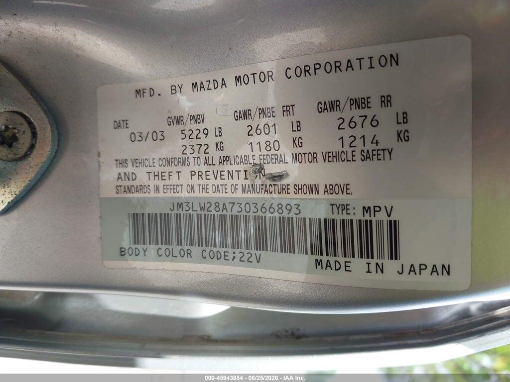 JM3LW28A730366893 2003 MAZDA MPV photo no. 9