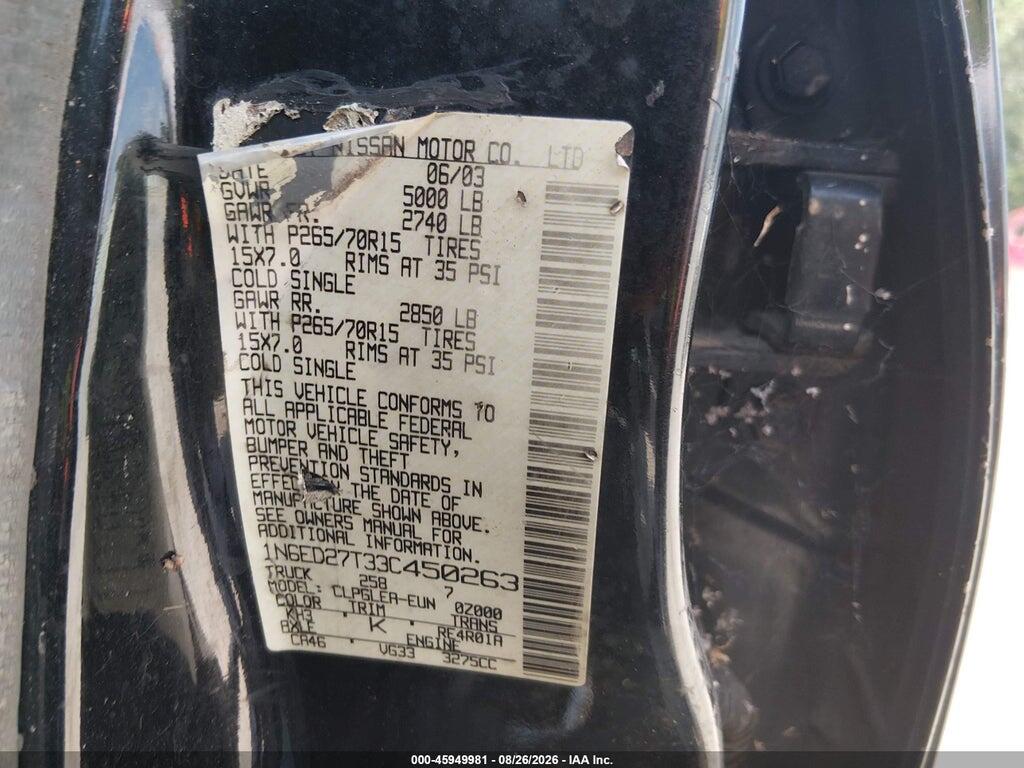 1N6ED27T33C450263 2003 NISSAN FRONTIER photo no. 9