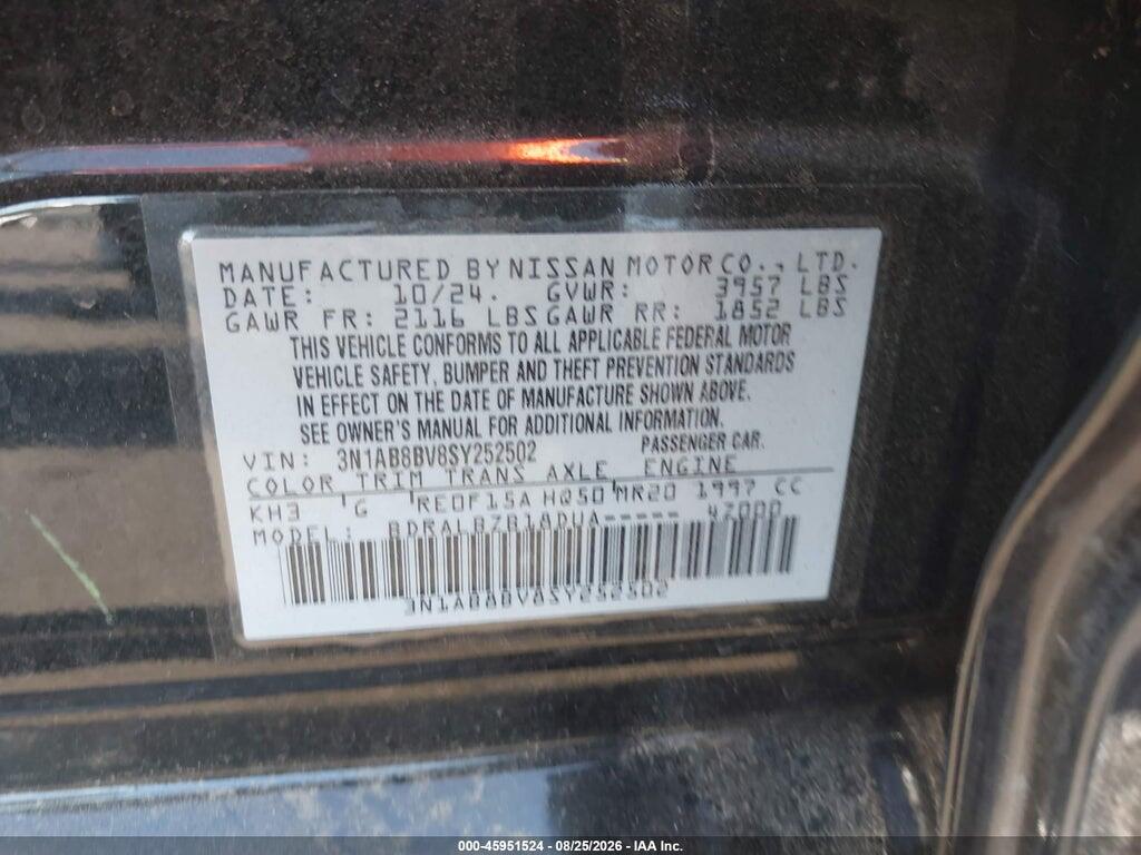 3N1AB8BV8SY252502 2025 NISSAN SENTRA photo no. 9