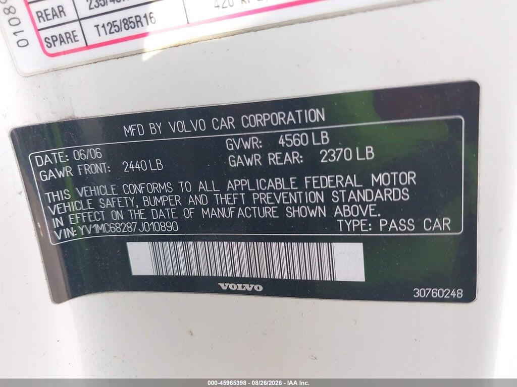 YV1MC68287J010890 2007 VOLVO C70 photo no. 9