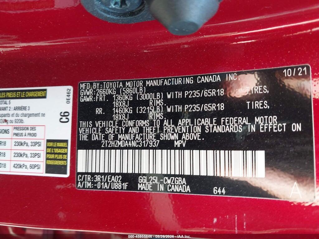 2T2HZMDA4NC317937 2022 LEXUS RX 350 photo no. 9