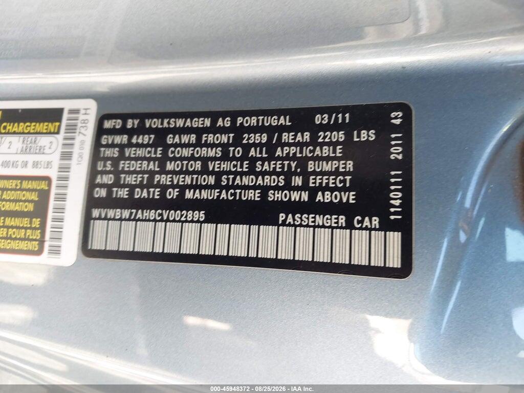 WVWBW7AH6CV002895 2012 VOLKSWAGEN EOS photo no. 9