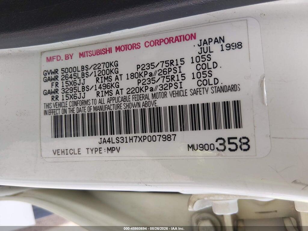 JA4LS31H7XP007987 1999 MITSUBISHI MONTERO SPORT photo no. 9