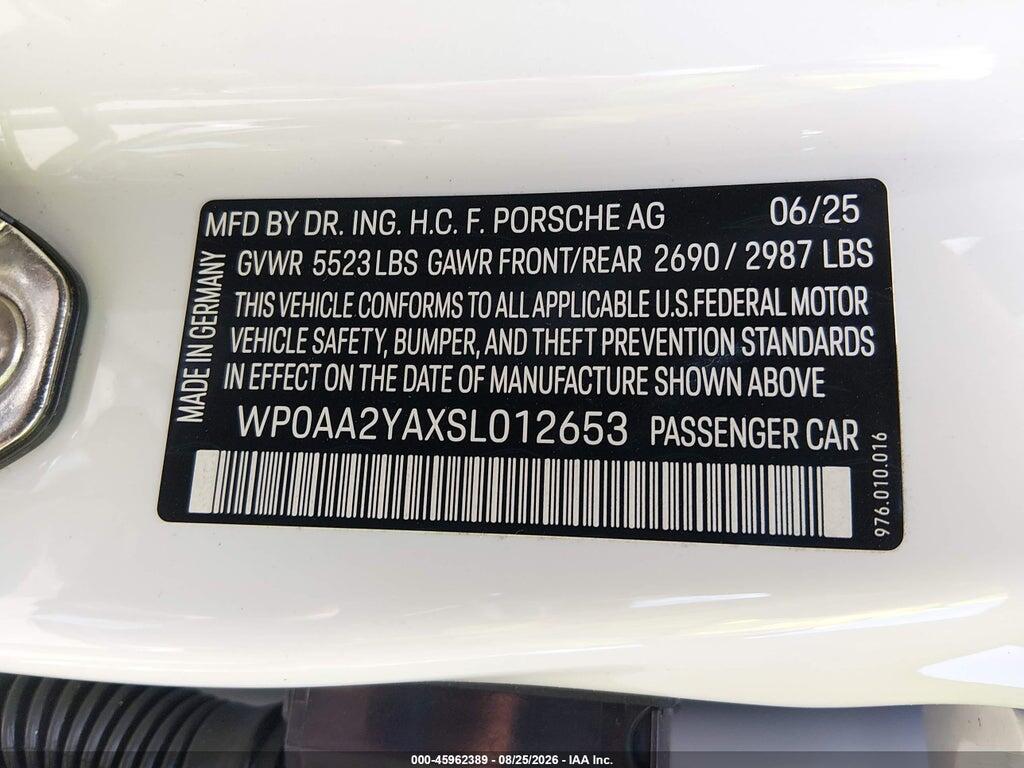 WP0AA2YAXSL012653 2025 PORSCHE PANAMERA photo no. 9