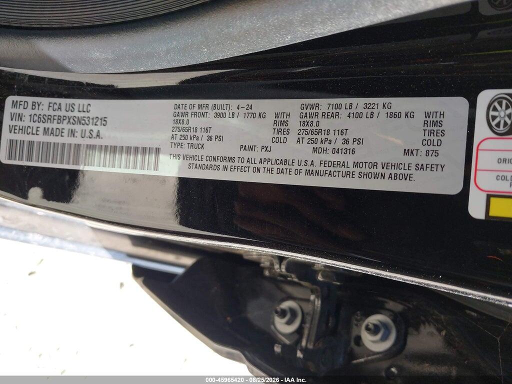 1C6SRFBPXSN531215 2025 RAM 1500 photo no. 9