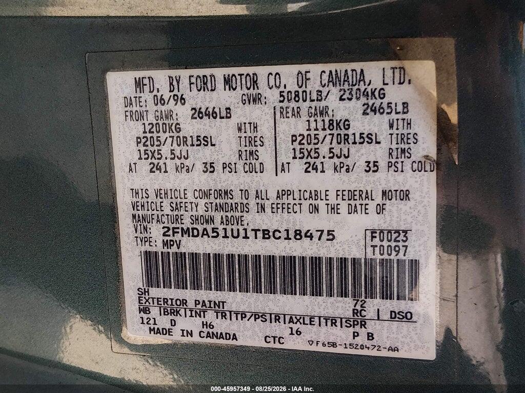 2FMDA51U1TBC18475 1996 FORD WINDSTAR photo no. 9