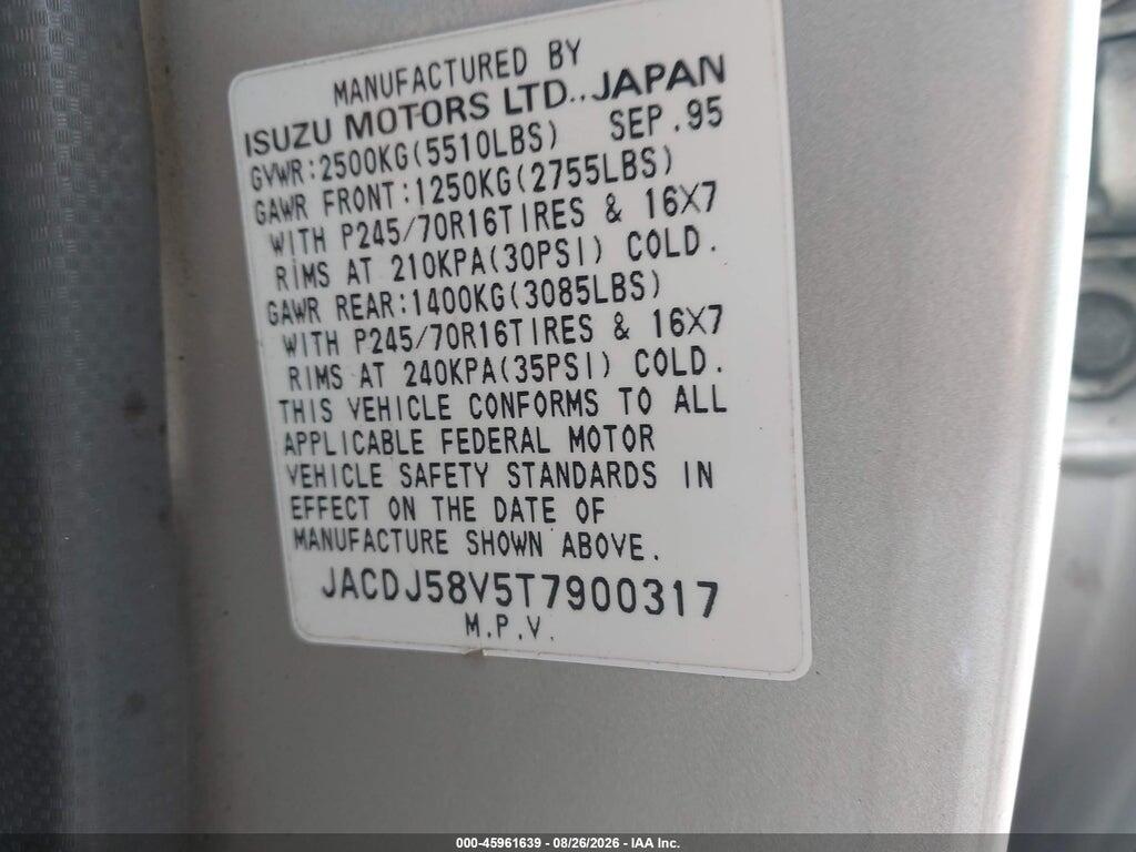 JACDJ58V5T7900317 1996 ISUZU TROOPER photo no. 9
