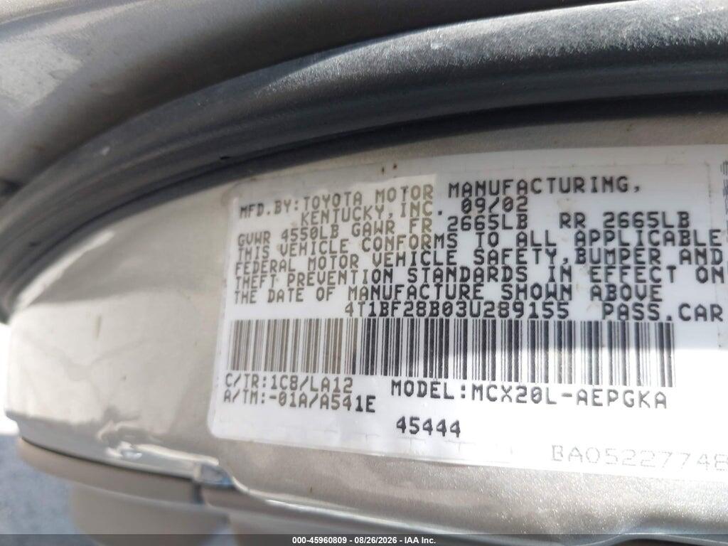 4T1BF28B03U289155 2003 TOYOTA AVALON photo no. 9