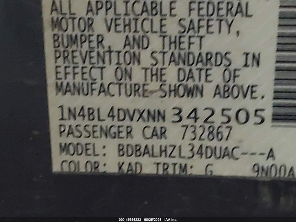 1N4BL4DVXNN342505 2022 NISSAN ALTIMA photo no. 9