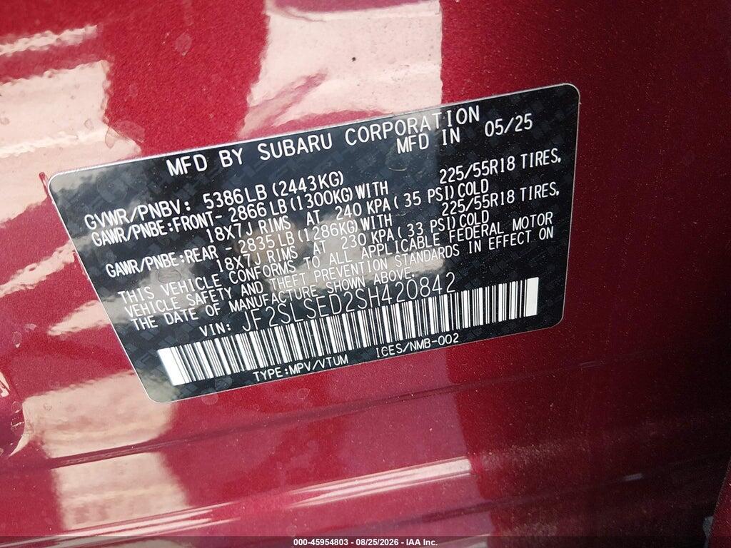 JF2SLSED2SH420842 2025 SUBARU FORESTER photo no. 9