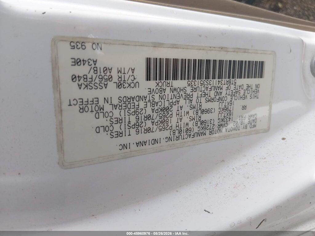 5TBRT34113S351335 2003 TOYOTA TUNDRA photo no. 9
