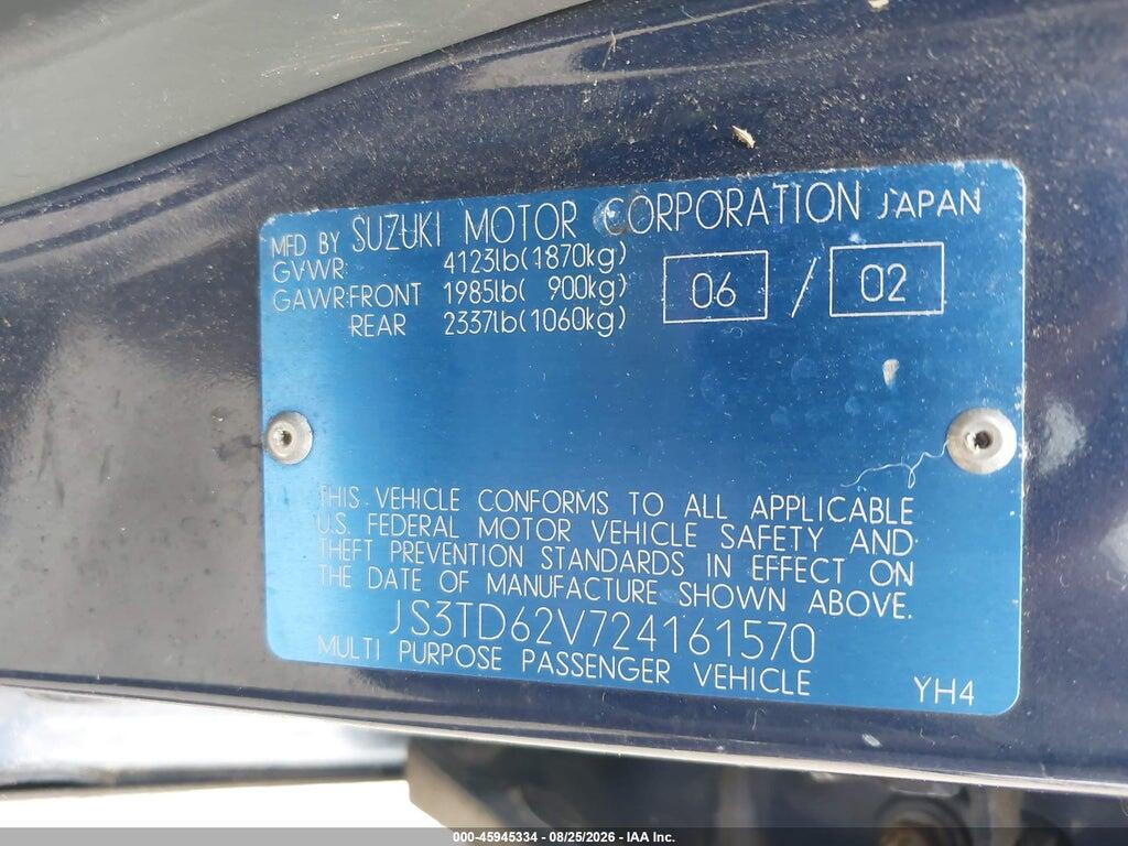JS3TD62V724161570 2002 SUZUKI GRAND VITARA photo no. 9