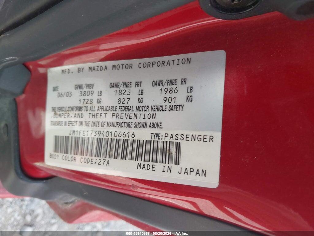 JM1FE173940106616 2004 MAZDA RX-8 photo no. 9