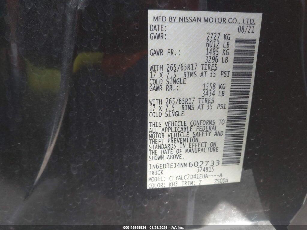 1N6ED1EJ4NN602733 2022 NISSAN FRONTIER photo no. 9