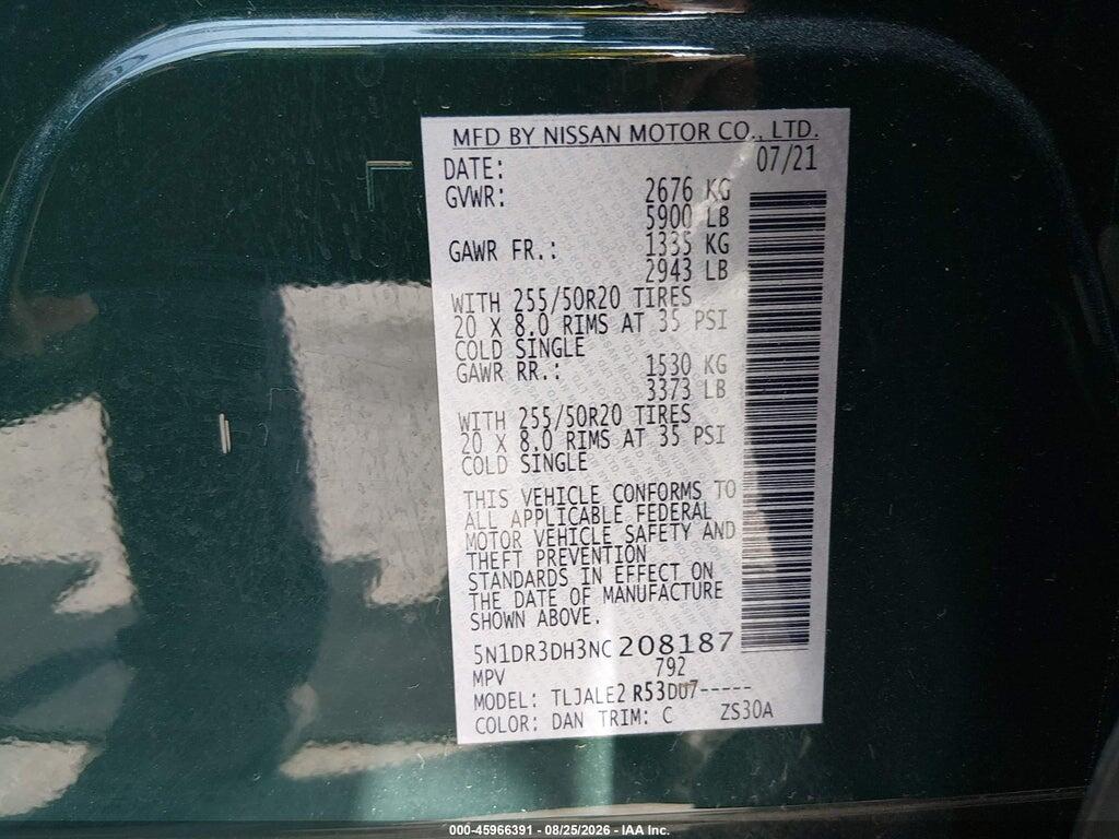 5N1DR3DH3NC208187 2022 NISSAN PATHFINDER photo no. 9