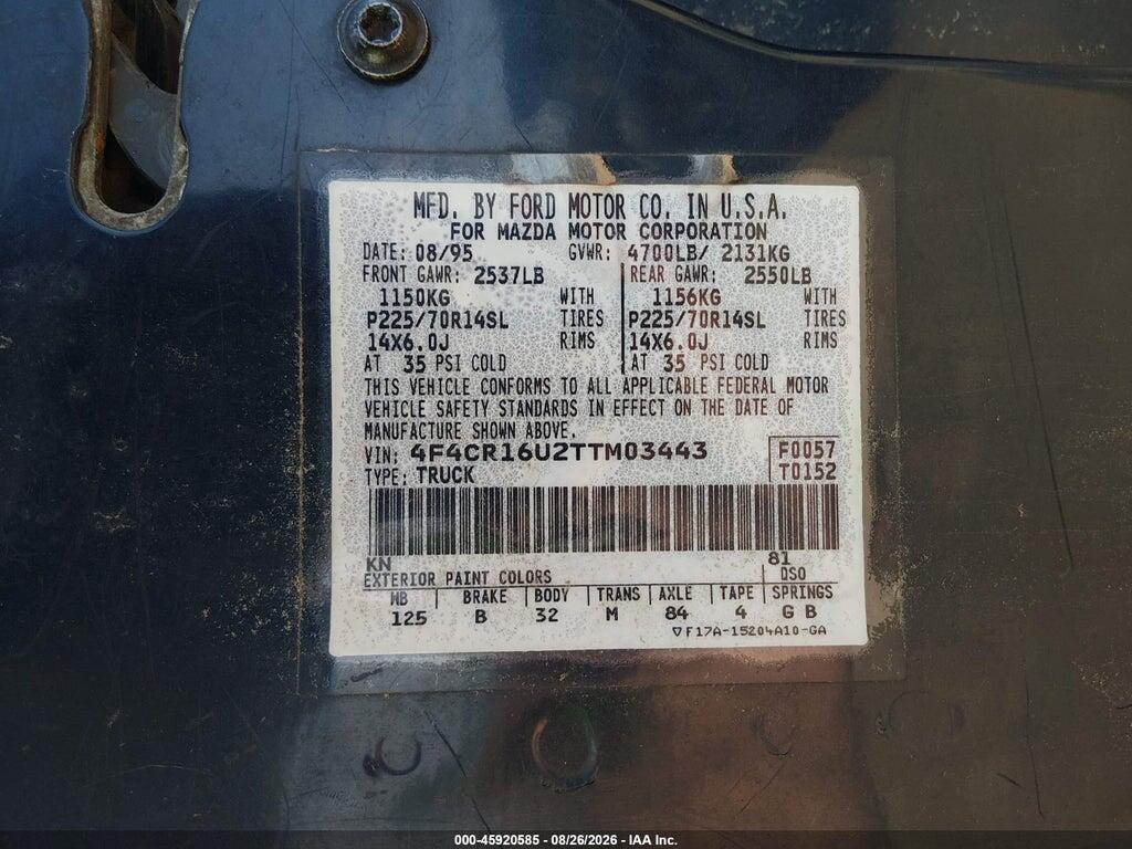 4F4CR16U2TTM03443 1996 MAZDA B3000 photo no. 9