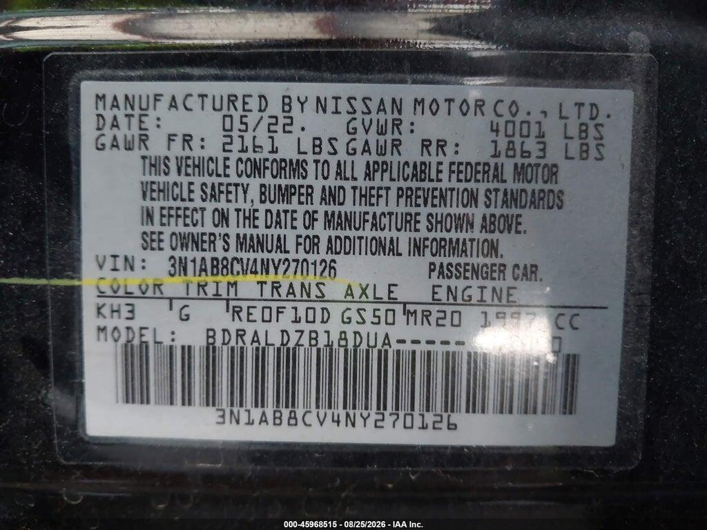 3N1AB8CV4NY270126 2022 NISSAN SENTRA photo no. 9