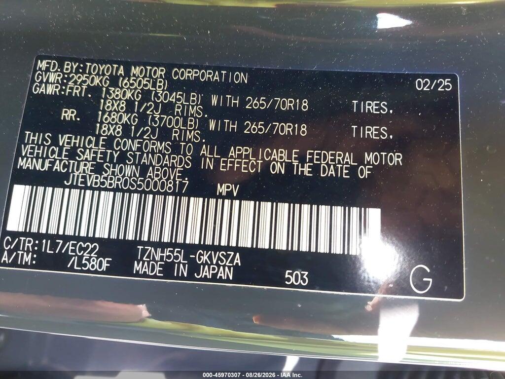 JTEVB5BR0S5000817 2025 TOYOTA 4RUNNER HYBRID photo no. 9