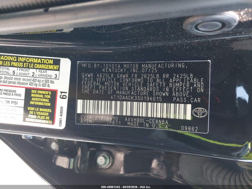 4T1DAACK3SU194015 2025 TOYOTA CAMRY photo no. 9