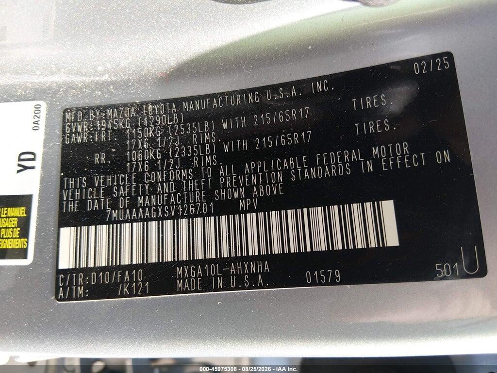 7MUAAAAGXSV126701 2025 TOYOTA COROLLA CROSS photo no. 9