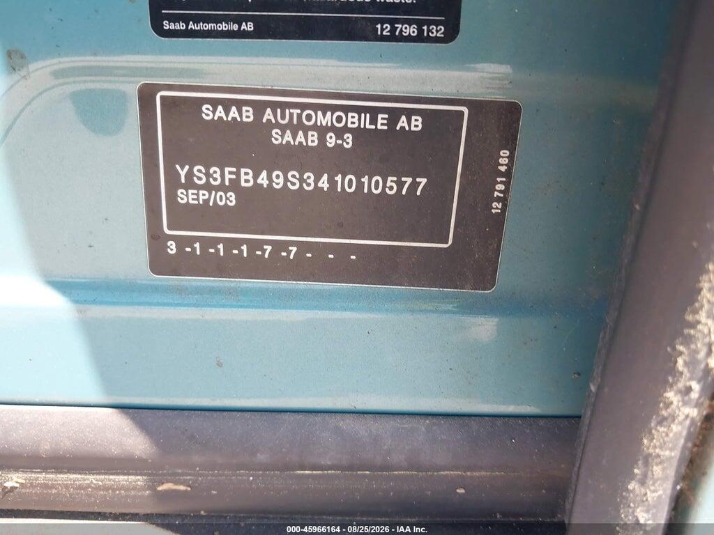 YS3FB49S341010577 2004 SAAB 9-3 photo no. 9