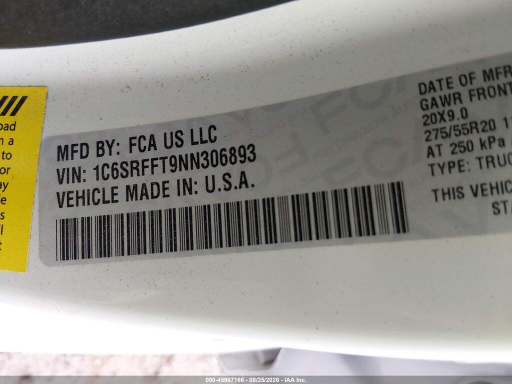 1C6SRFFT9NN306893 2022 RAM 1500 photo no. 9