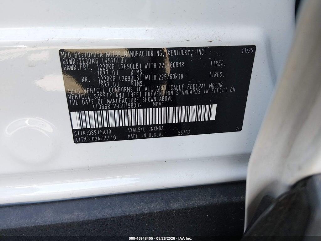 4T3B6RFV9SU198302 2025 TOYOTA RAV4 HYBRID photo no. 9