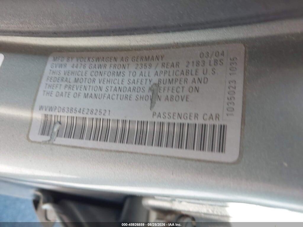 WVWPD63B54E282521 2004 VOLKSWAGEN PASSAT photo no. 9