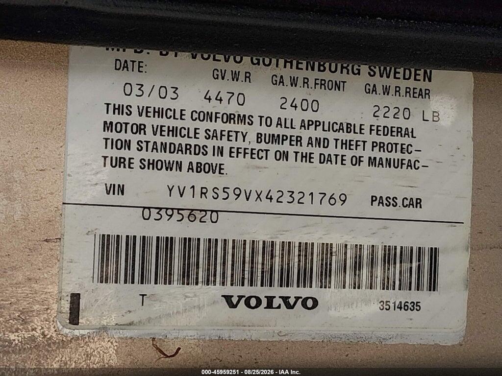 YV1RS59VX42321769 2004 VOLVO S60 photo no. 9