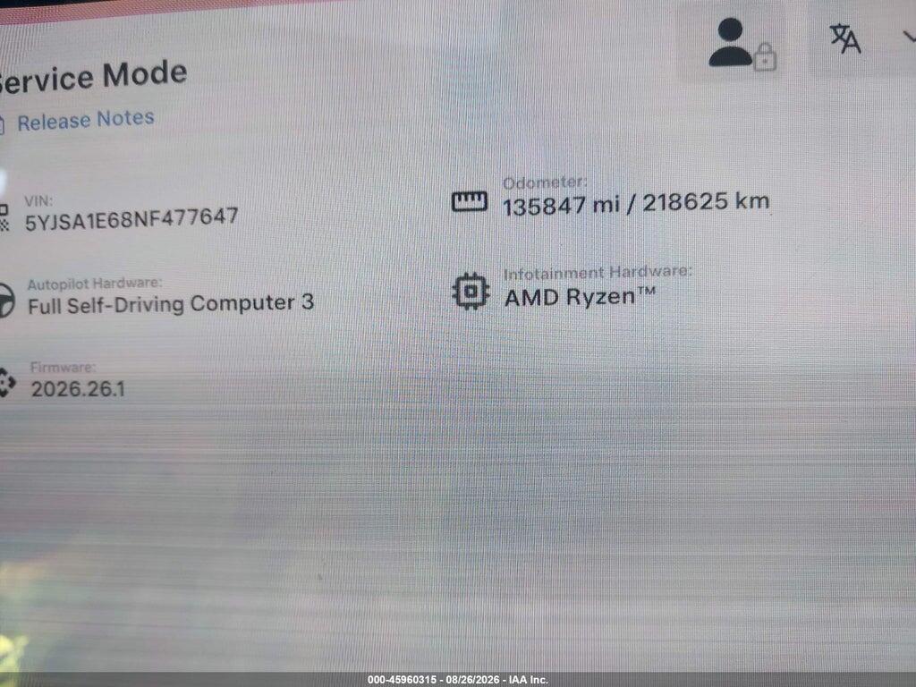 5YJSA1E68NF477647 2022 TESLA MODEL S photo no. 7