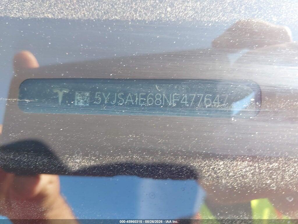 5YJSA1E68NF477647 2022 TESLA MODEL S photo no. 9