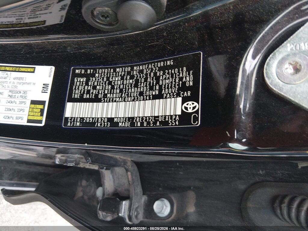 5YFEPMAE0NP330141 2022 TOYOTA COROLLA photo no. 9