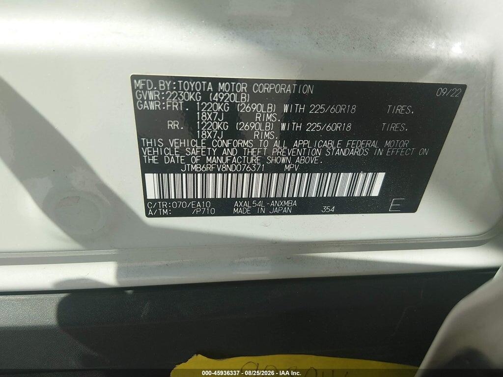 JTMB6RFV8ND076371 2022 TOYOTA RAV4 HYBRID photo no. 9