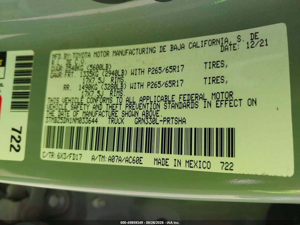 3TMBZ5DN1NM033644 2022 TOYOTA TACOMA photo no. 9