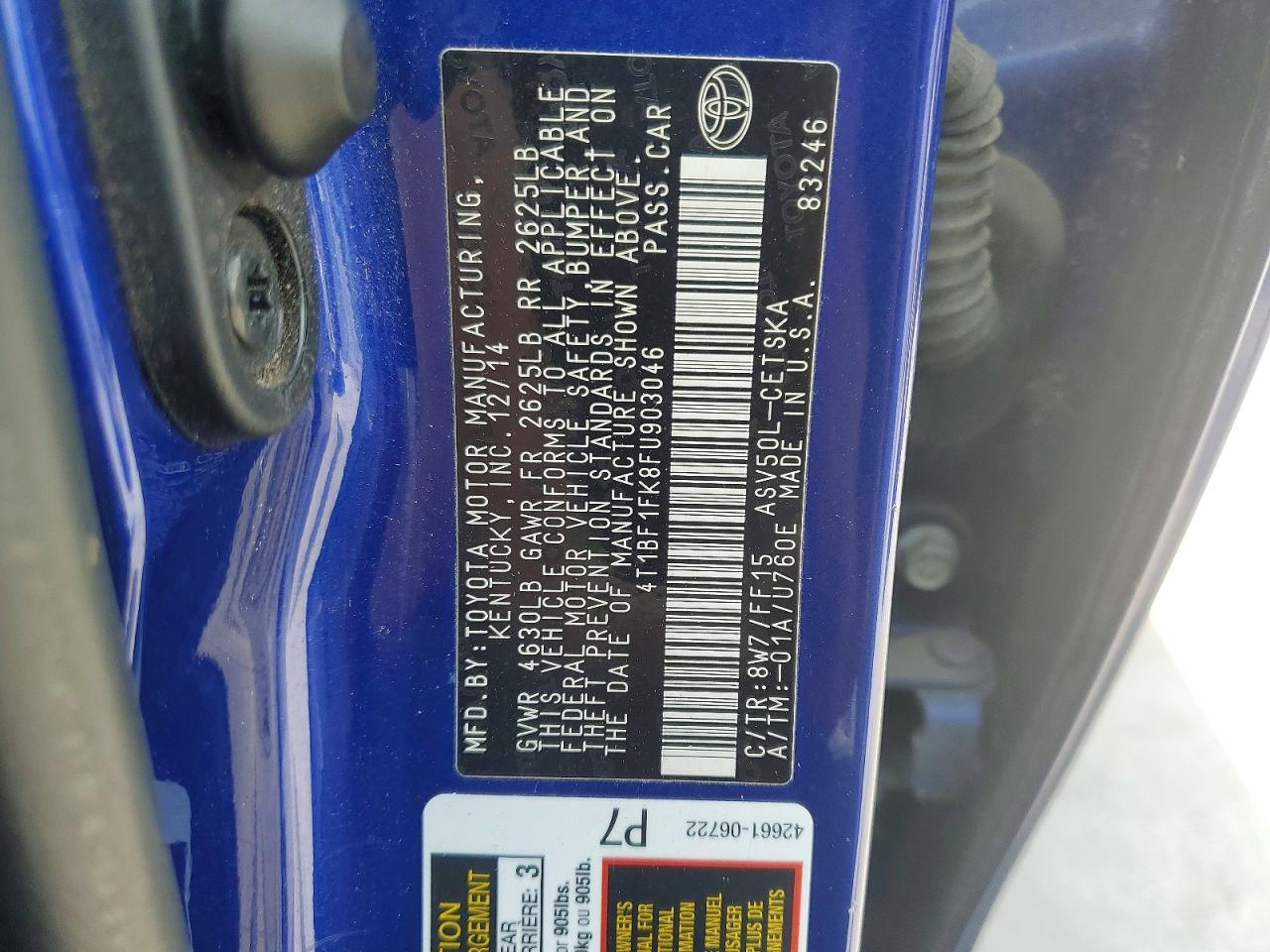 4T1BF1FK8FU903046 2015 TOYOTA CAMRY photo no. 12