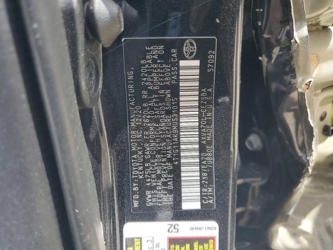 4T1G11AK9MU531015 2021 TOYOTA CAMRY photo no. 12