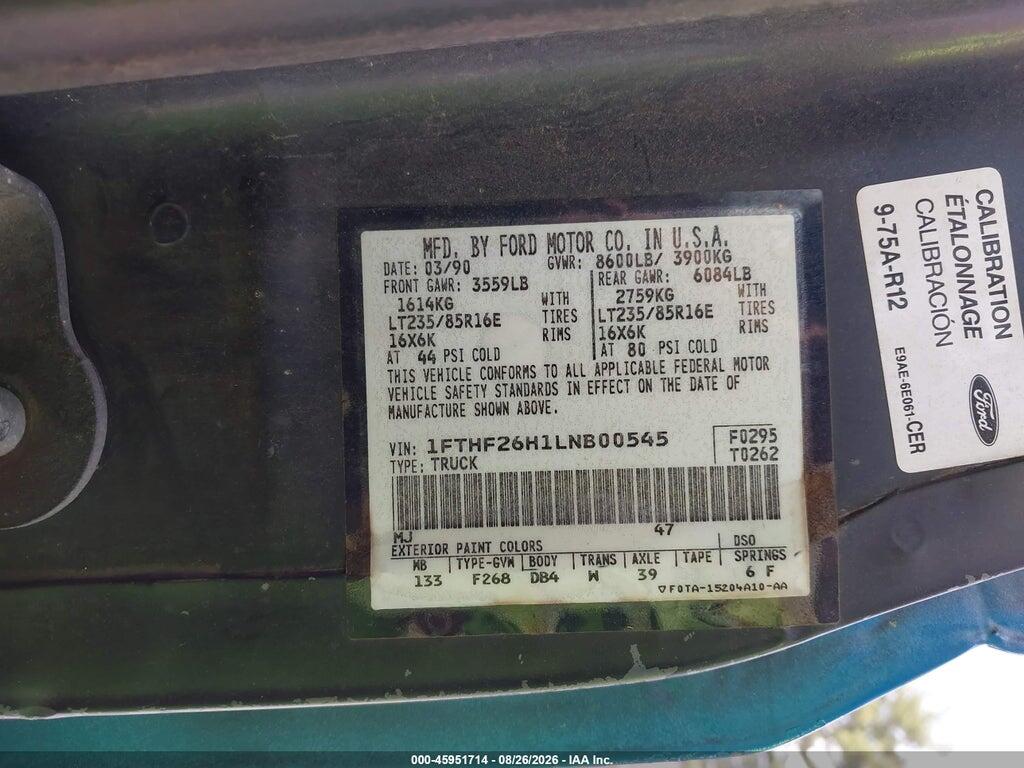 1FTHF26H1LNB00545 1990 FORD F250 photo no. 9