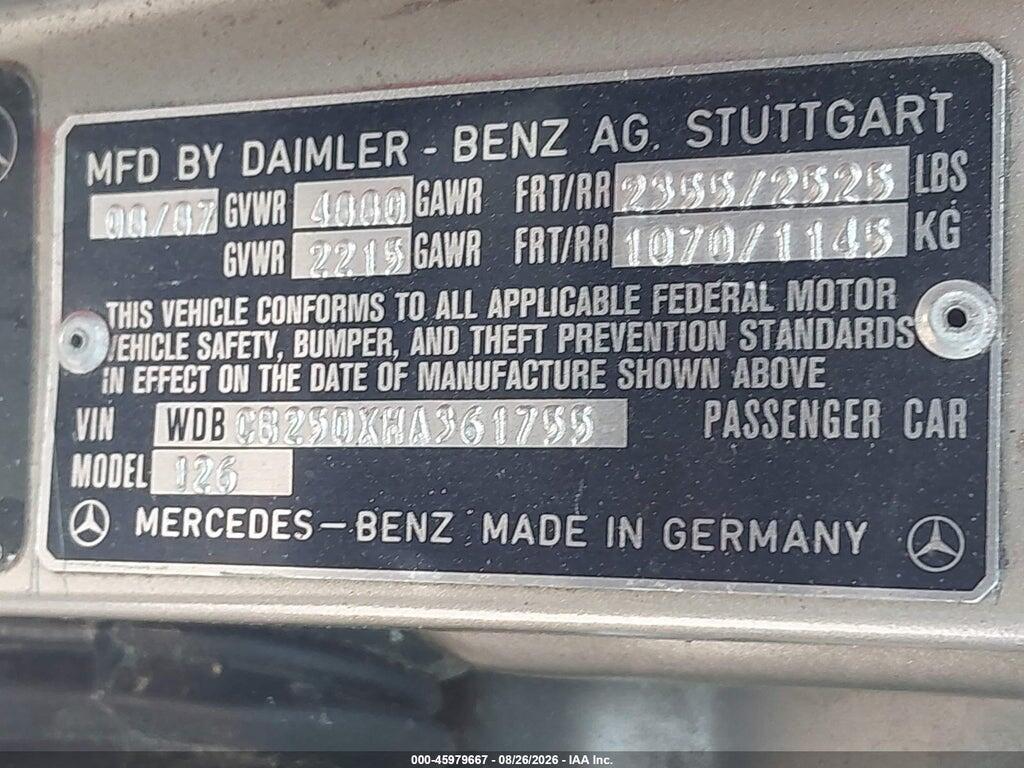 WDBCB25DXHA361755 1987 MERCEDES-BENZ 300 photo no. 9