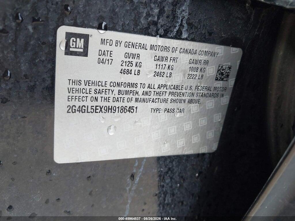 2G4GL5EX9H9186451 2017 BUICK REGAL photo no. 9