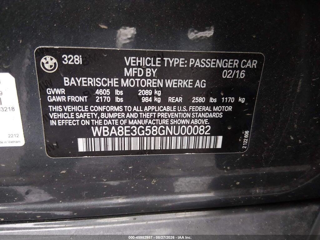 WBA8E3G58GNU00082 2016 BMW 328I photo no. 9