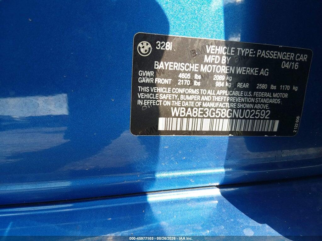 WBA8E3G58GNU02592 2016 BMW 328I photo no. 9