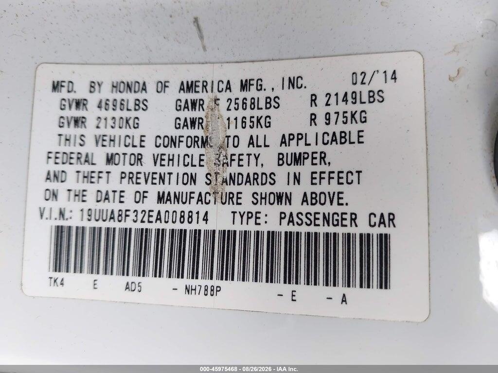 19UUA8F32EA008814 2014 ACURA TL photo no. 9